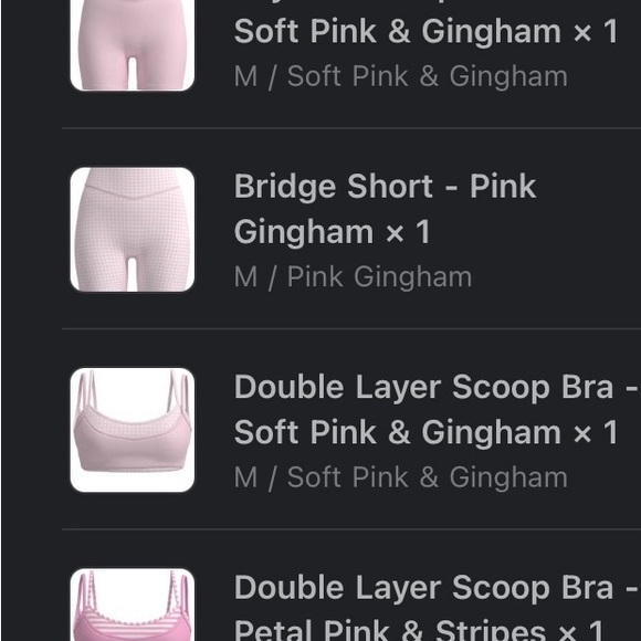 Liaison the label petal pink & stripes gingham double layer bra bridge shorts
